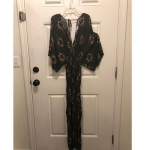 Dark green with patter maxi dress